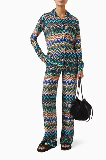 Bowling-cut Zig-zag Shirt in Viscose
