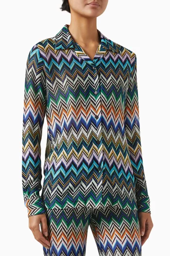 Bowling-cut Zig-zag Shirt in Viscose