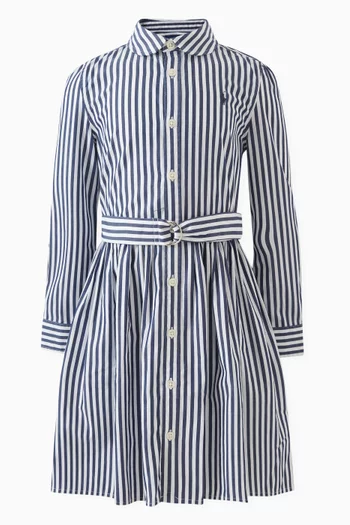 Striped Shirt Dress in Cotton