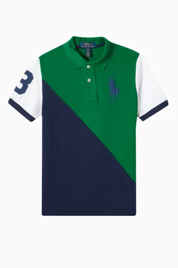 Colour-block Polo Shirt in Cotton-piqué