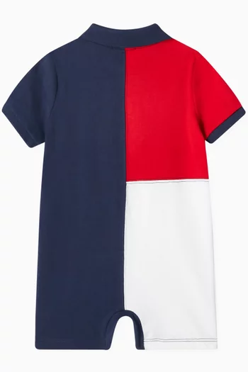 Colour-blocked Polo Romper in Cotton