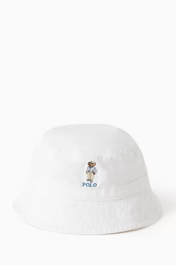 Bear-print Bucket Hat in Cotton