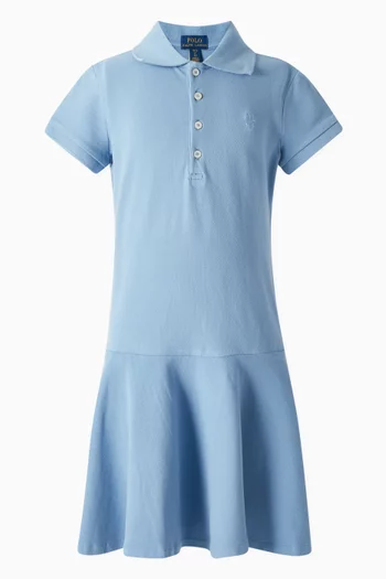 Flared Polo Dress in Cotton-piqué