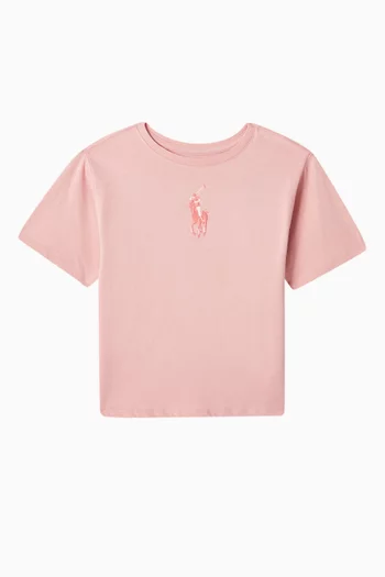 Logo-embroidered Crop T-shirt in Cotton-jersey