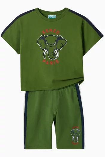 Elephant-print T-shirt in Organic Cotton