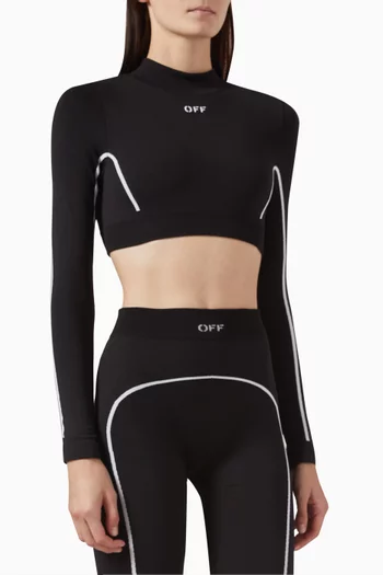 Logo Stamp Seamless Crop Top in Stretch-jersey