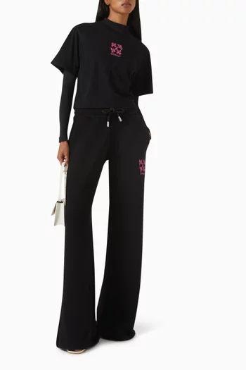 Mini Floral-embroidered Arrows Crop T-shirt in Cotton