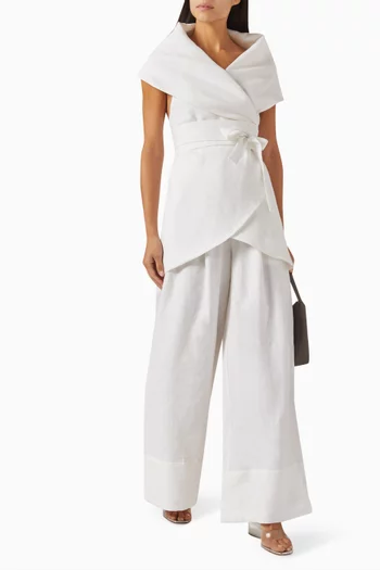 Drape Belted Vest in Linen