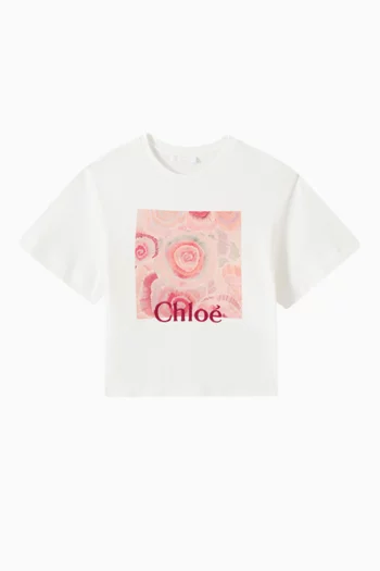 Floral-print Logo T-shirt in Cotton