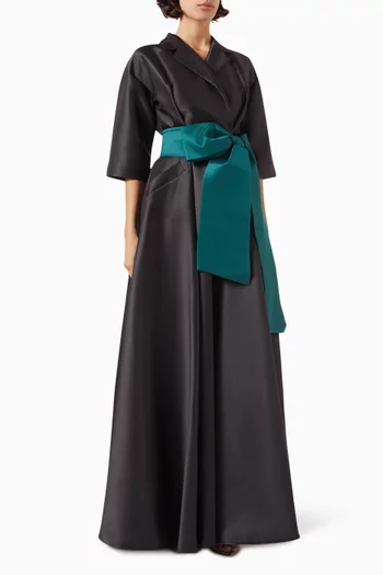 Mamiko Bow-detail Maxi Dress in Mikado Satin