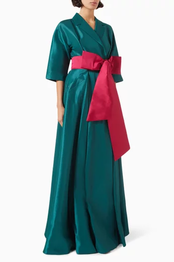Mamiko Bow-detail Maxi Dress in Mikado Satin