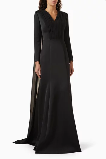 Jane Cape Gown in Crepe & Chiffon