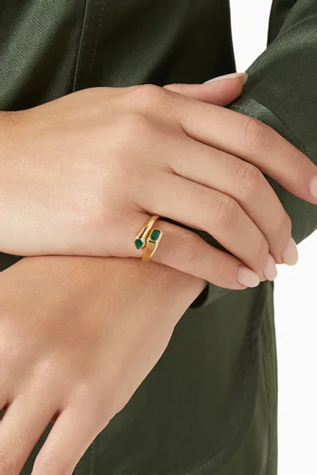 Bypass Emerald Pinky Ring in 18kt Gold