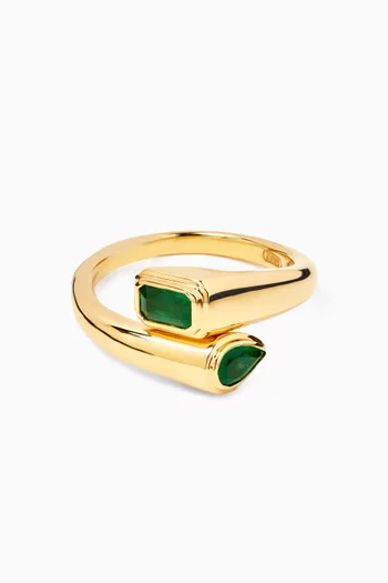 Bypass Emerald Pinky Ring in 18kt Gold