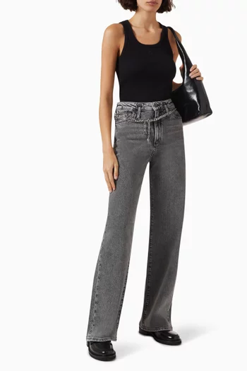 Straight-leg Chain-belt Jeans in Denim