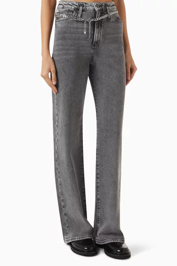 Straight-leg Chain-belt Jeans in Denim