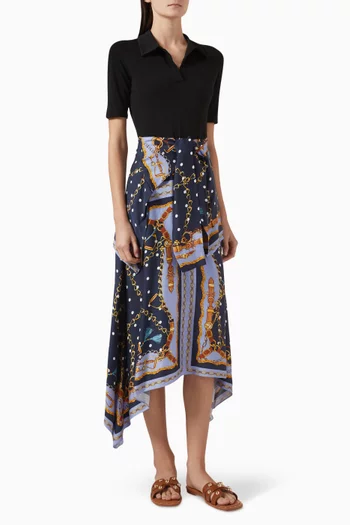 Printed-skirt Maxi Dress in Viscose