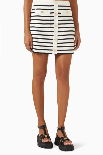 Jelisse Striped Mini Skirt in Stretch Knit