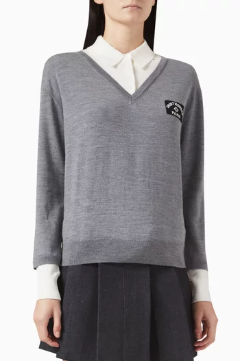 Logo-patch Layered Sweater in Wool Blend