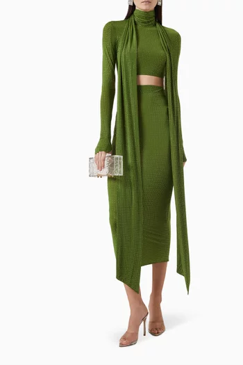 Scarf Crop Top in Crystal Jersey