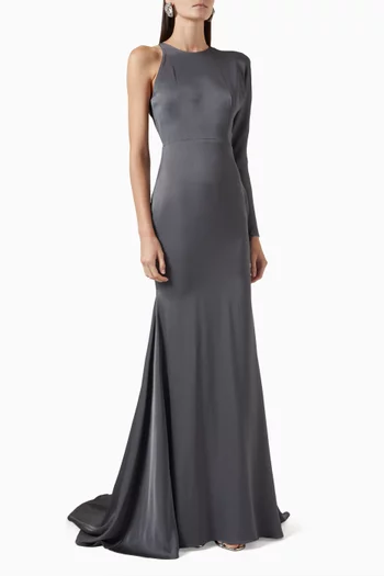 One-sleeve Gown in Satin Crepe