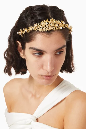 It's Thyme Pearl Head Band in Gold-tone Brass