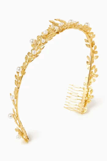 It's Thyme Pearl Head Band in Gold-tone Brass