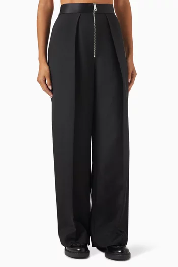 Marine Zip Wide-leg Pants in Viscose Suiting