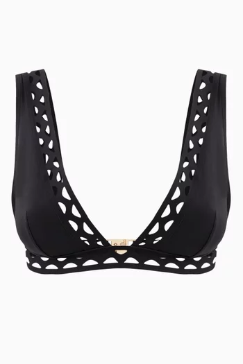 Lynwood Plunge Bikini Top in Stretch Nylon