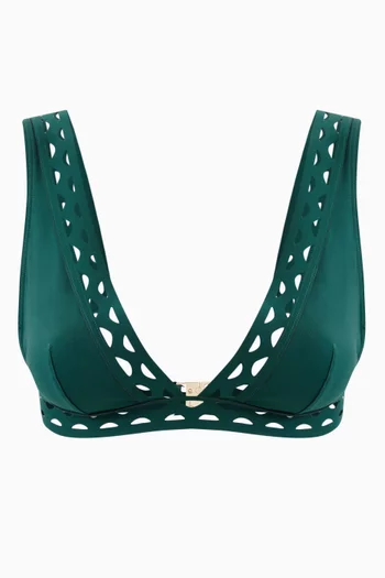 Lynwood Plunge Bikini Top in Stretch Nylon