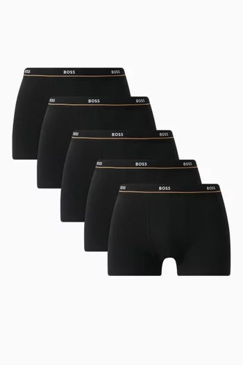 Essential Logo Trunks in Stretch Cotton, Set of 5