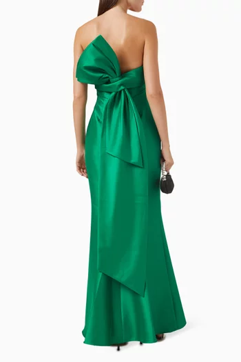 Strapless Gown with Bow in Mikado