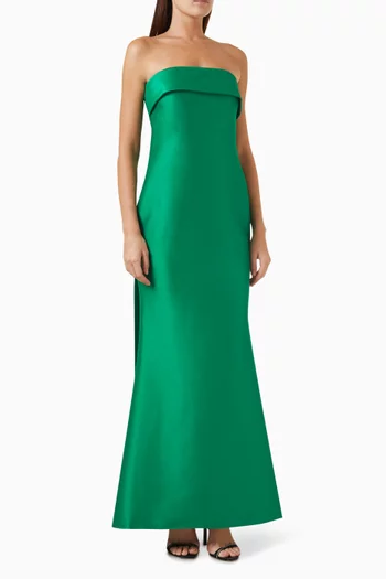 Strapless Gown with Bow in Mikado