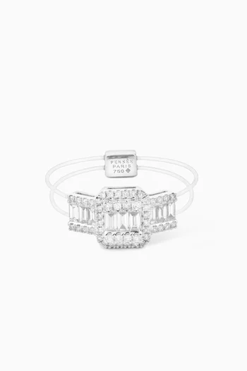 Floating Triple Baguette Diamond Ring in 18kt White Gold