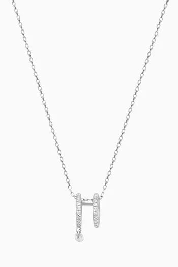 Zeus Double Pavé Diamonds Necklace in 18kt White Gold