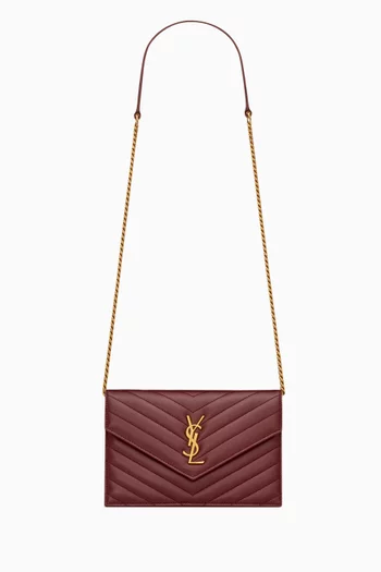 Cassandre Matelassé Envelope Chain Wallet in Lambskin Leather