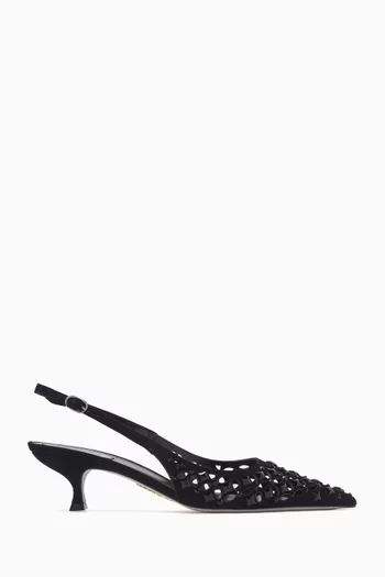 Trifora 50 Cut-out Crystal-embellished Slingback Pumps in Suede