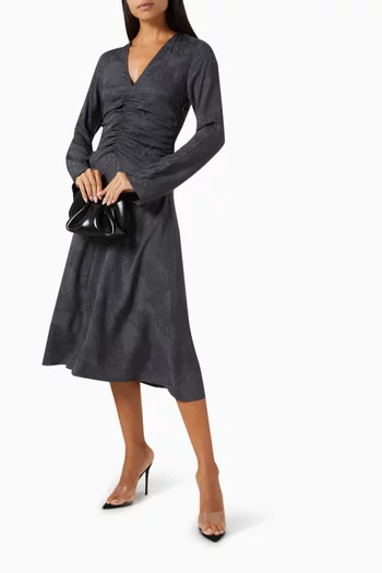 Tanner Midi Dress in Matte Jacquard