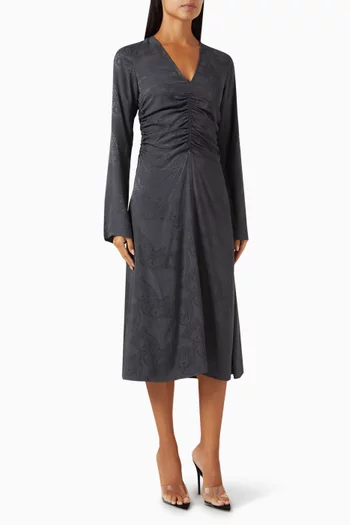 Tanner Midi Dress in Matte Jacquard