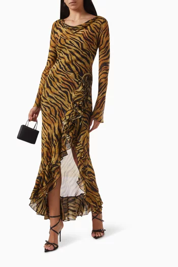 Charmides Tiger-print Maxi Dress in Silk Chiffon