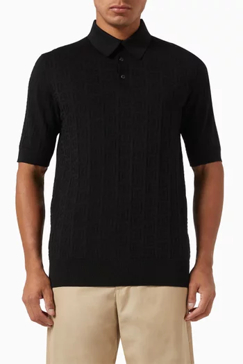 All-over Monogram Logo Polo Shirt in Silk-jacquard