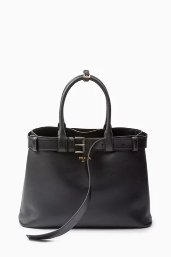 Large Buckle Tote Bag in Leather