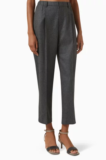 Baggy Pleated Pants in Wool & Cashmere Flannel