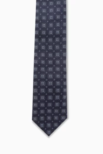 Geometric Tie in Silk Jacquard