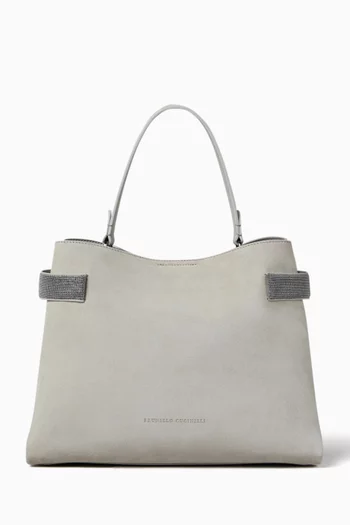 Monili embellished Tote Bag in Suede