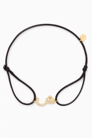 Diamond Arabic Initial Letter 'Sheen' Thread Bracelet in 18kt Gold