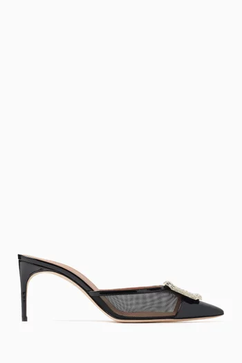 Mona 70 Mules in Patent Leather & Mesh