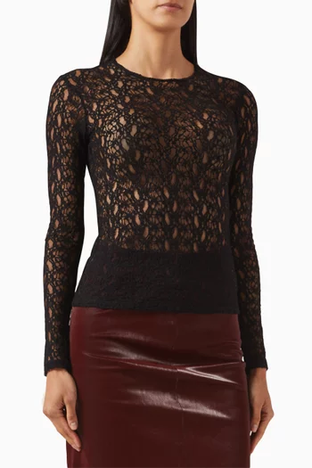 Long-sleeve Crew Neck Top in Lace