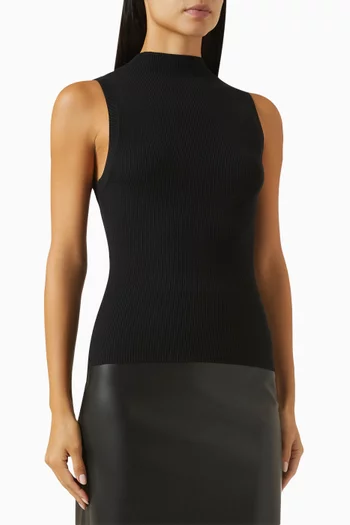 Ribbed Sleeveless Sweater in Silk-blend