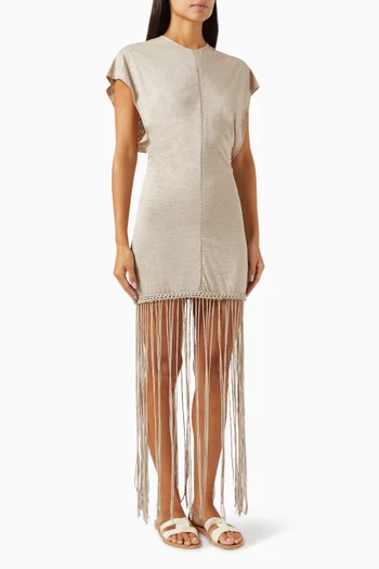 Ines Fringe Mini Dress in Linen Jersey